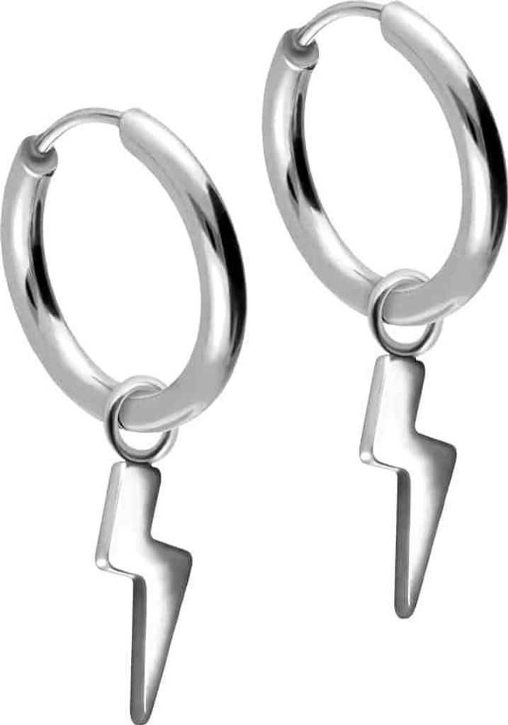 Chirurgenstahl Ohrclicker Creolen BLITZ Silber Innendurchmesser: 12mm + Designstärke: 2mm