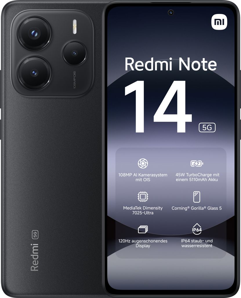 Xiaomi Redmi Note 14 5G 256GB Midnight Black Produktbild 