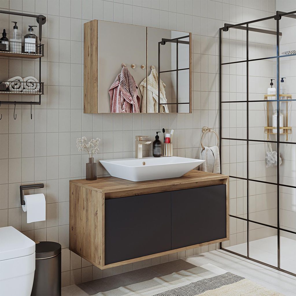 Roomart ATLANTIC-100 Badmöbel-Set 3-teilig 100 cm breit, Produktbild 