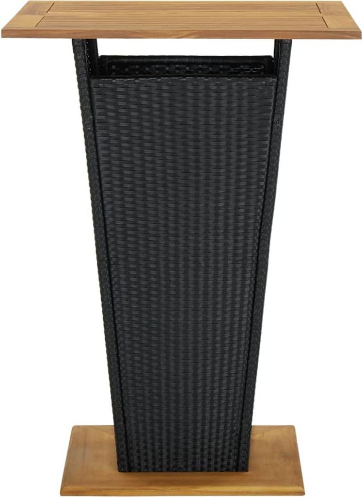 vidaXL Bartisch Schwarz 80x80x110 cm Poly Rattan und Massivholz Akazie