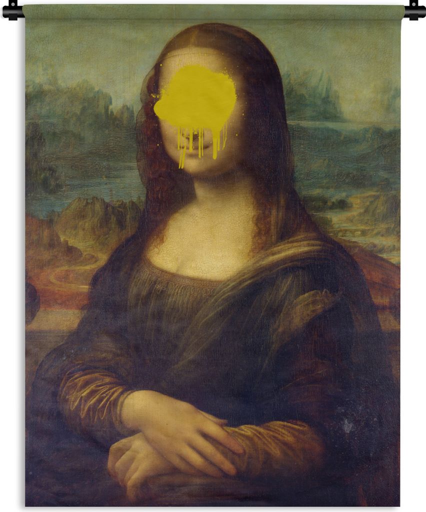 MuchoWow Wandteppich Wandbehang Mona Lisa - Leonardo da Vinci - Gelb 60x80 cm Tapisserie Dekoration Wandtuch - Decke - Wandtücher - Wohne