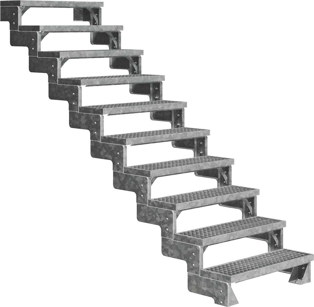 Dolle Außentreppe Gardentop 180-220cm Geschosshöhe mit Gitterrost 80cm breit ohne Geländer