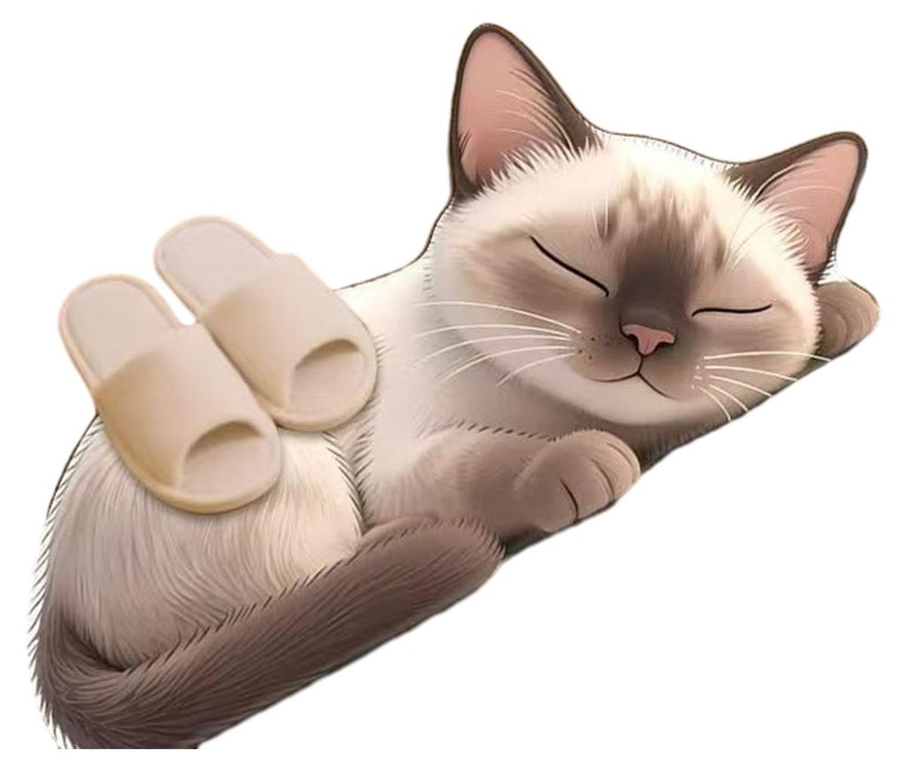 Fußmatte mit 3D-Cartoon-Katzenmuster, rutschfeste Unterseite, pflegeleicht, Wohnzimmerteppich, vielseitig einsetzbar, Heimdekoration B