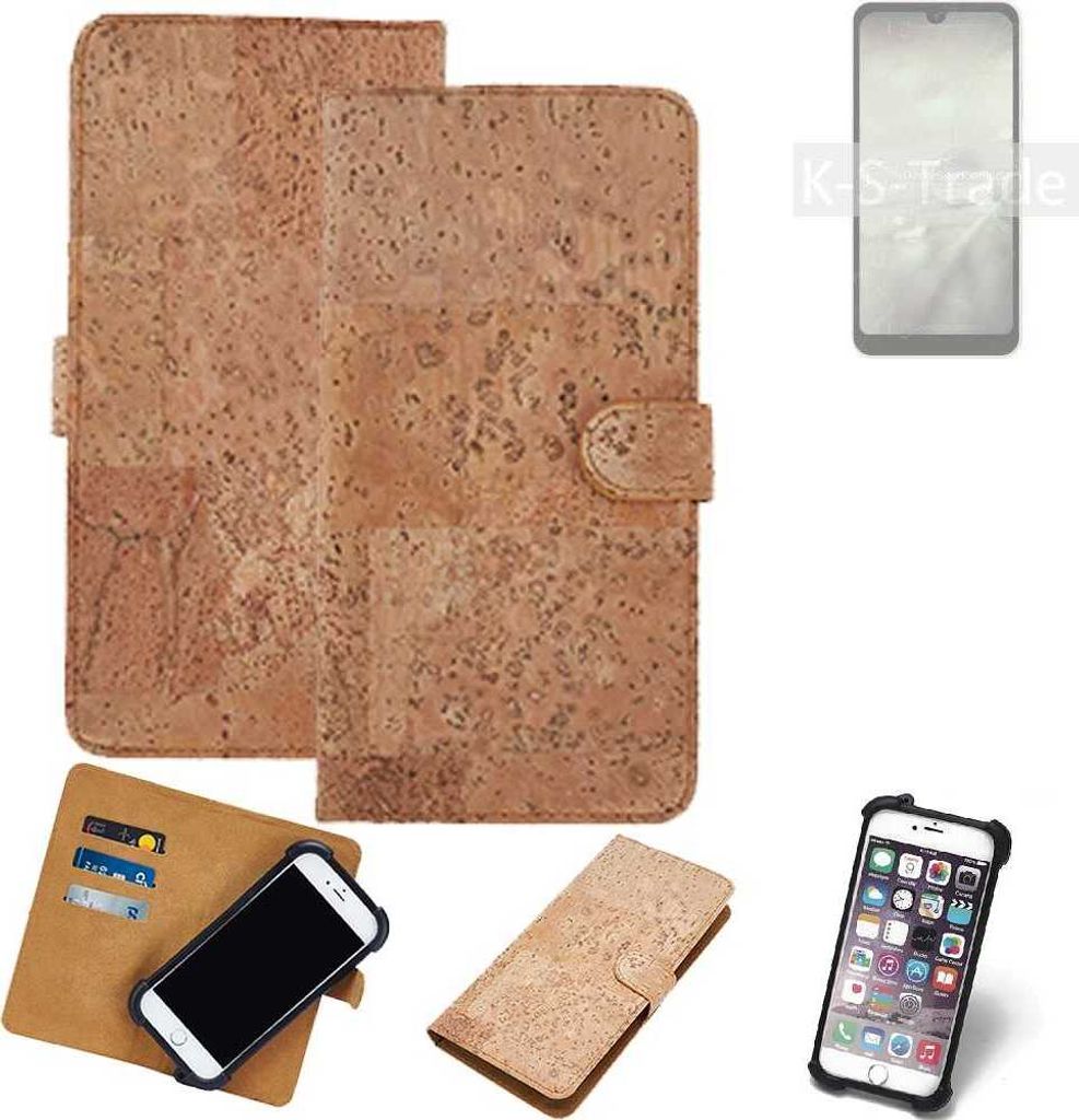 K-S-Trade Hülle kompatibel mit Sharp Aquos Wish2 Kork Handyhülle Cover Schutzhülle TPU Case Bumper in Hellbraun, (1x)