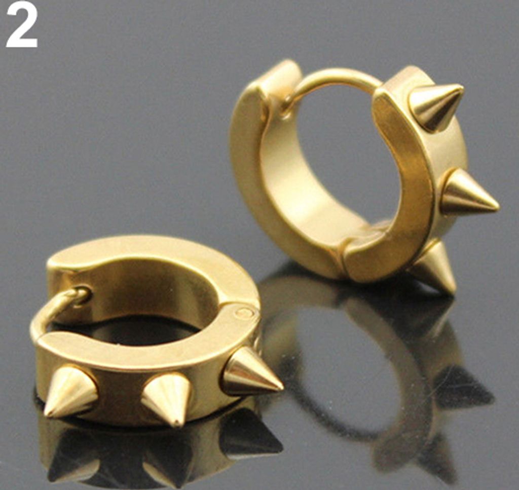 Männer Frauen Mode Punk Gothic Edelstahl Creolen Ohrstecker Schmuck-2