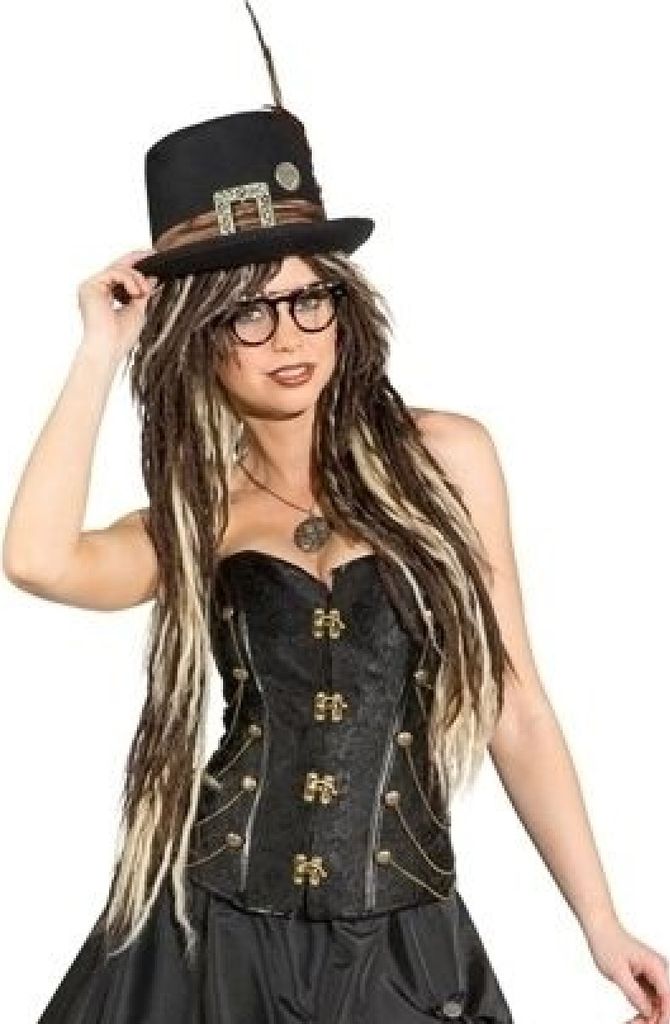O9537-M schwarz Damen Korsage Steampunkkorsage Gr.M