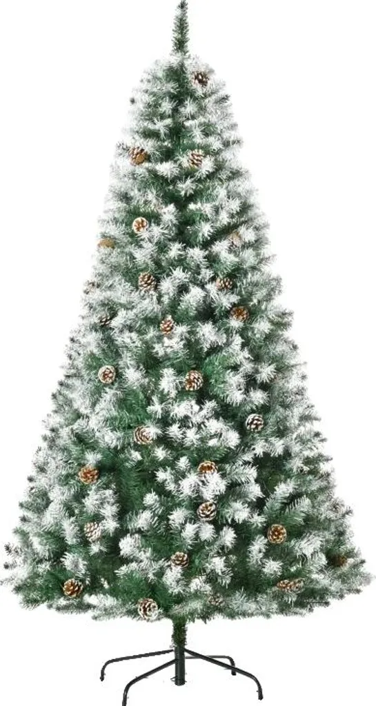 Sapin de Noël artificiel sans perte d'aiguilles, arbre ignifugé olive et neige