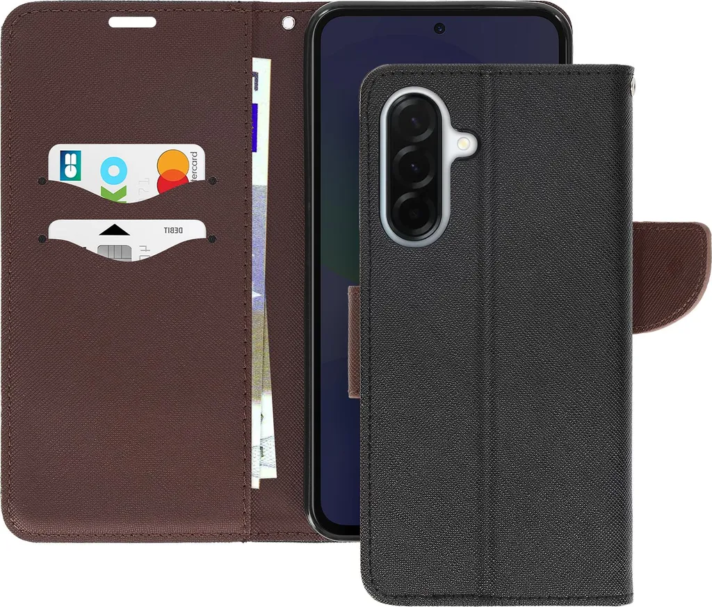 Avizar Samsung Galaxy A36 Cover a Libro Portacarte Nero e Marrone