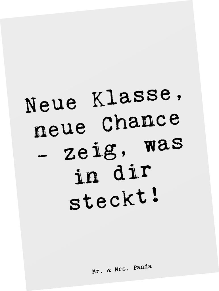 Mr. & Mrs. Panda Postkarte Spruch Erster Schultag Neue Klasse - Weiß - Geschenk, neuer Ranzen, Erinnerungen, Motivation, Ermutigung, Ansichtskarte...
