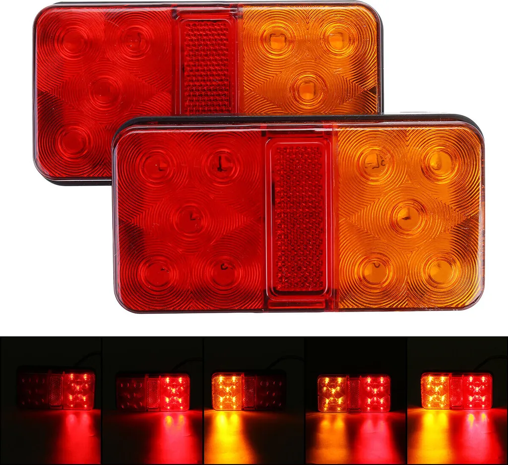 2 Pezzi Luci Posteriori LED 12-80V per Rimorchio Camion e Caravan