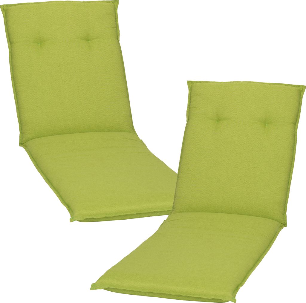 NYVI Liegenauflagen Piemont 2er Set - 191x58x8 cm Apfelgrün - Extra Starker 8cm Sitzpolster - Gartenmöbel Auflagen mit Halteband & Bindebändern