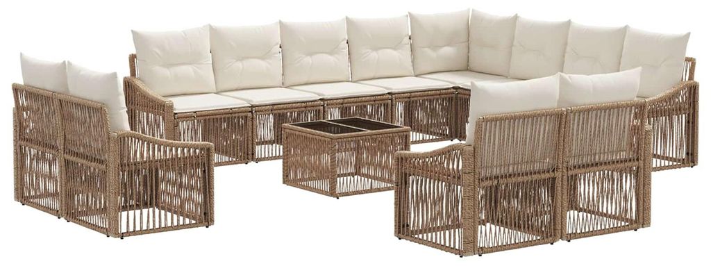 Gartensofa-set 13 pcs Beige Poly-Rattan