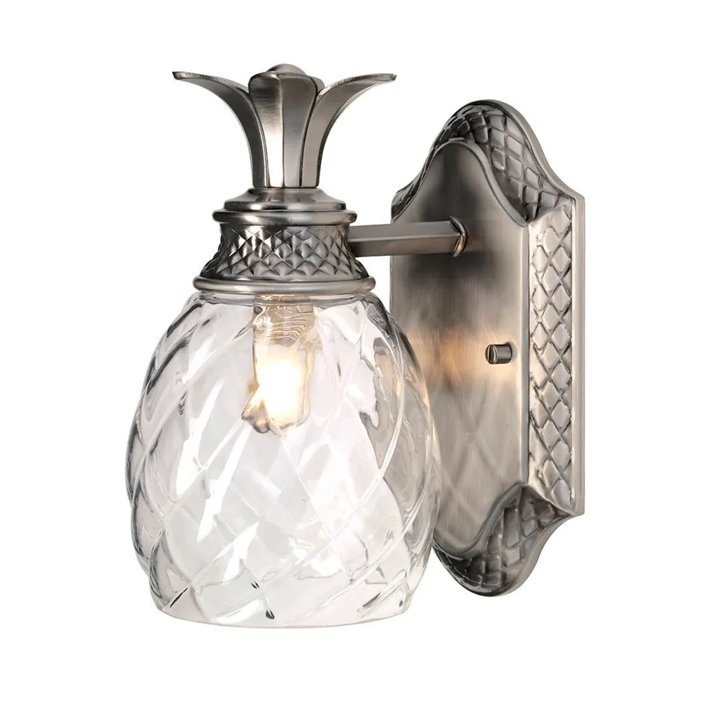 Abat-jour en verre ananas argenté Plantation Hinkley 1xG9 3W luminaire