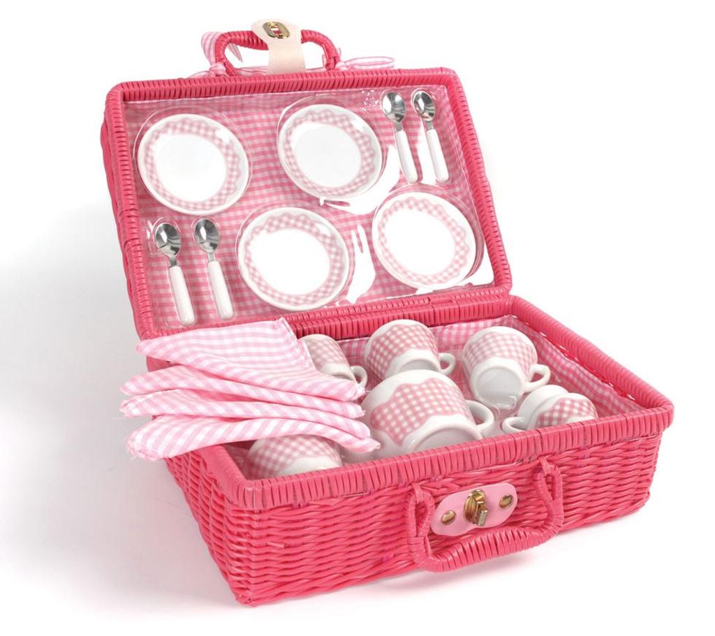 Piatti da picnic in un cestino rosa Immagine del prodotto 