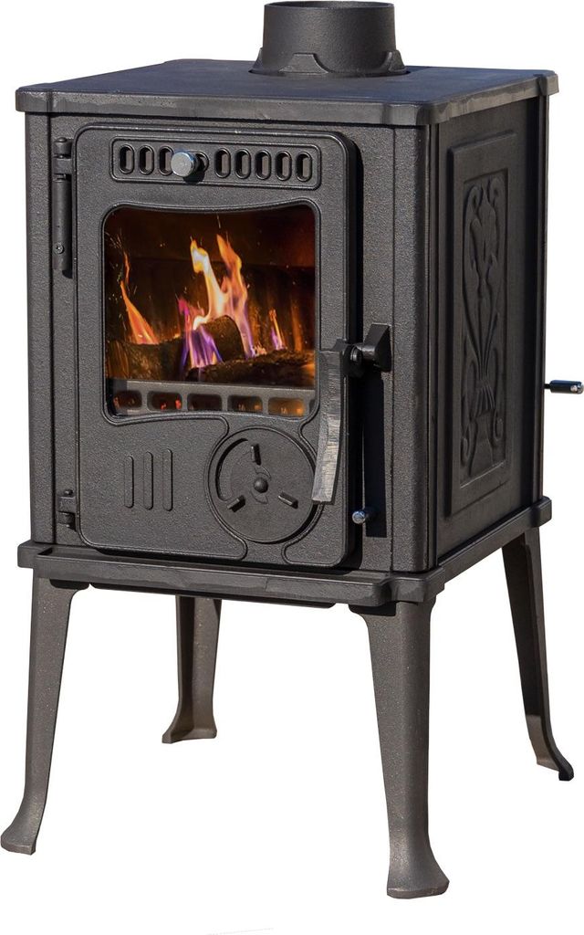 Kaminofen Gusseisen Ofen Antik Holz Guca Iskra Holzofen Klein 6 kW Kamin Gusseisenofen Dauerbrandofen Werkstattofen Hüttenofen Heizofen
