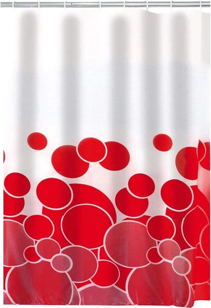 Rideau de douche textile Kani rouge 180x200 cm avec œillets renforcés