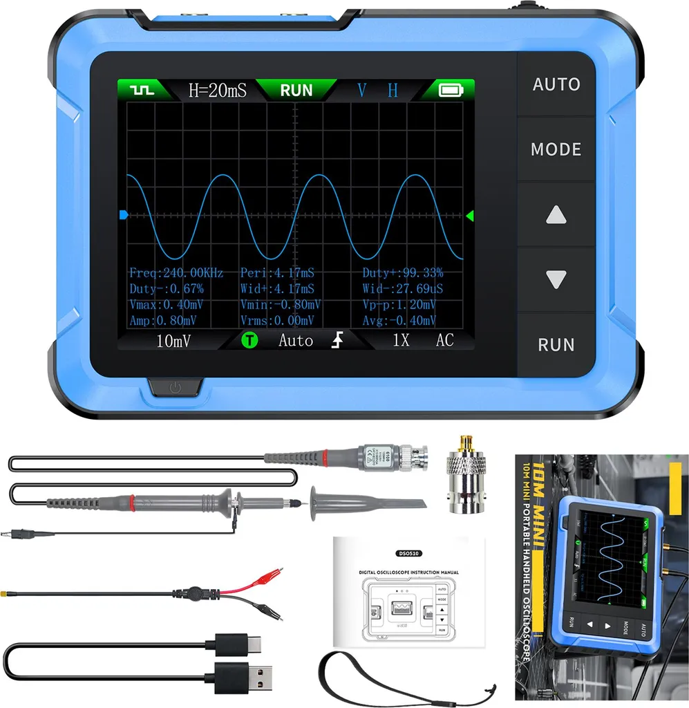 Multimètre oscilloscope 2 en 1 portable pour diagnostic électronique pro - 12