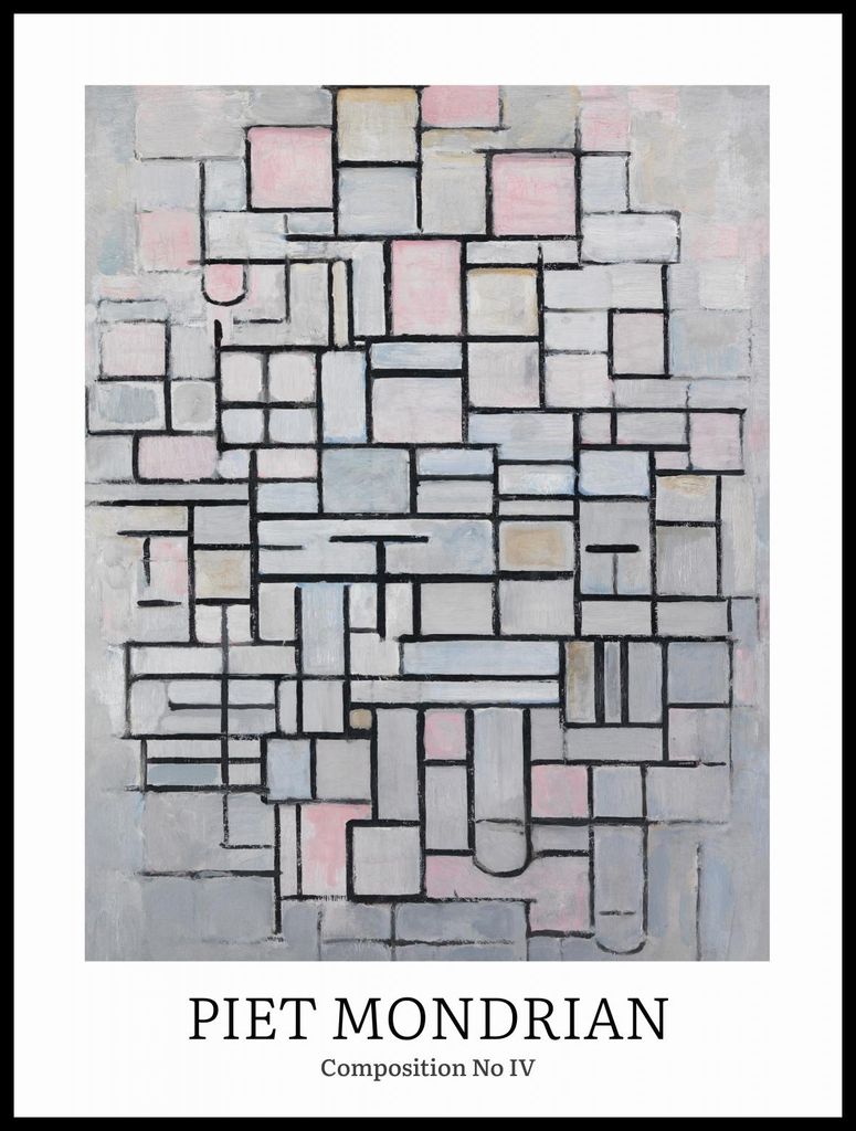 Plakat 60x80cm Design Komposition 4, Mondrian Vintage für das Wohnzimmer