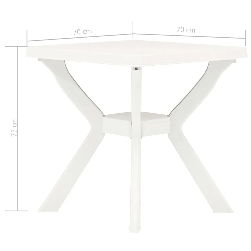 Table de terrasse blanche 70x70 cm plastique résistant aux intempéries