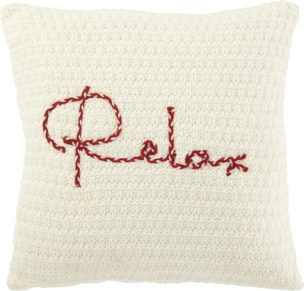 Coussin cocooning Relax pour fauteuil tricoté rouge et blanc J-Line