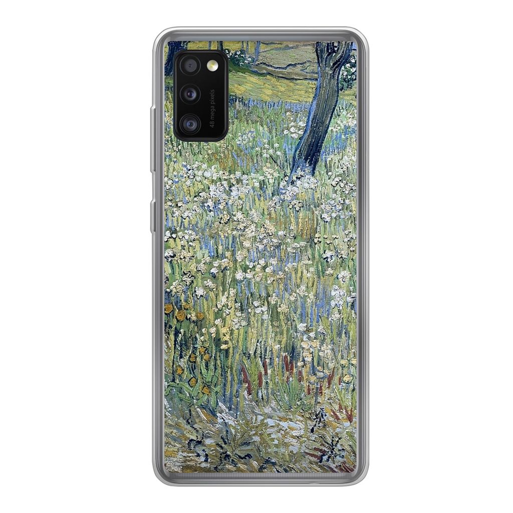 MuchoWow Handyhülle Schutzhülle Hülle für Samsung Galaxy A41 Baumstämme im Gras - Vincent van Gogh Silikon Softcase Handy Hülle - Mobiltelefon