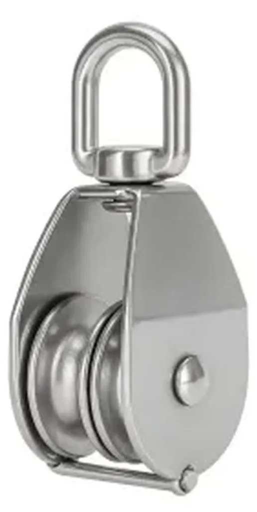 Poulie Double 32 mm D-Work en Inox A2 pour Cordage et Levage Robuste