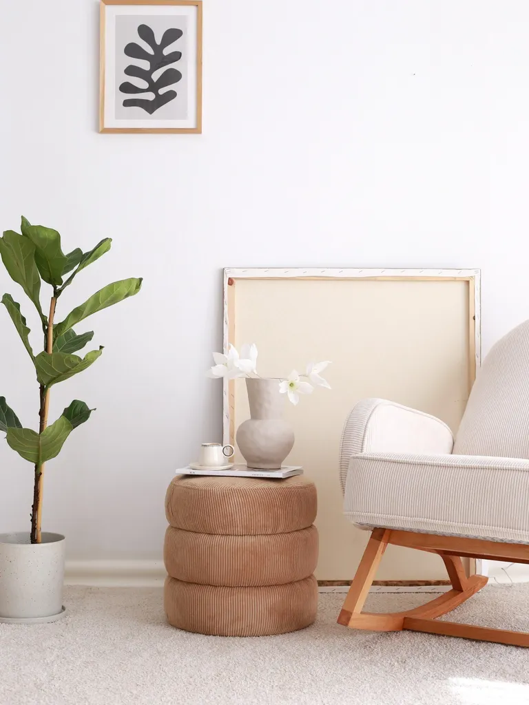 Pouf Carré Camel en Bois 40cm - Repose-Pieds Design pour Salon Moderne