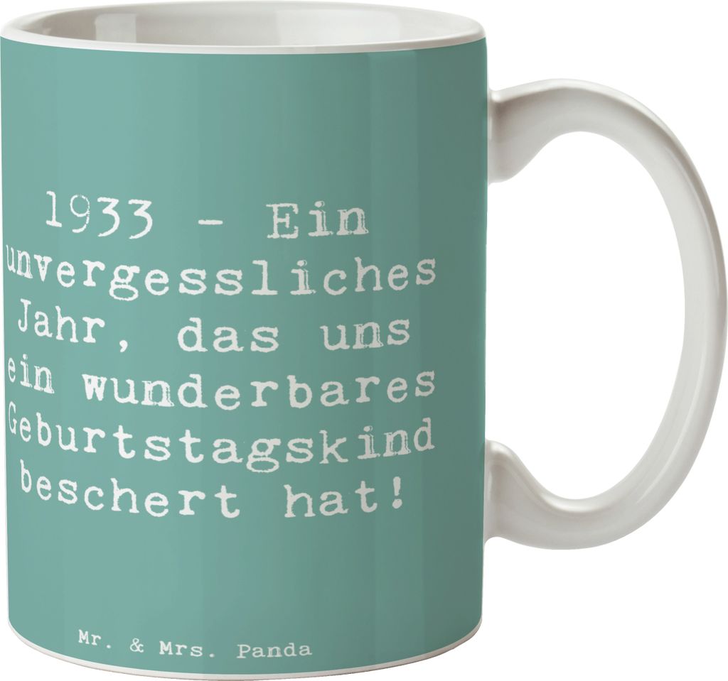 Mr. & Mrs. Panda Tasse Spruch 1933 Geburtstag - Meeresbrise - Geschenk, mit, Keramikbecher, Teetasse, Glückwunsch, Stolz, handgefertigt, Happy Bir...