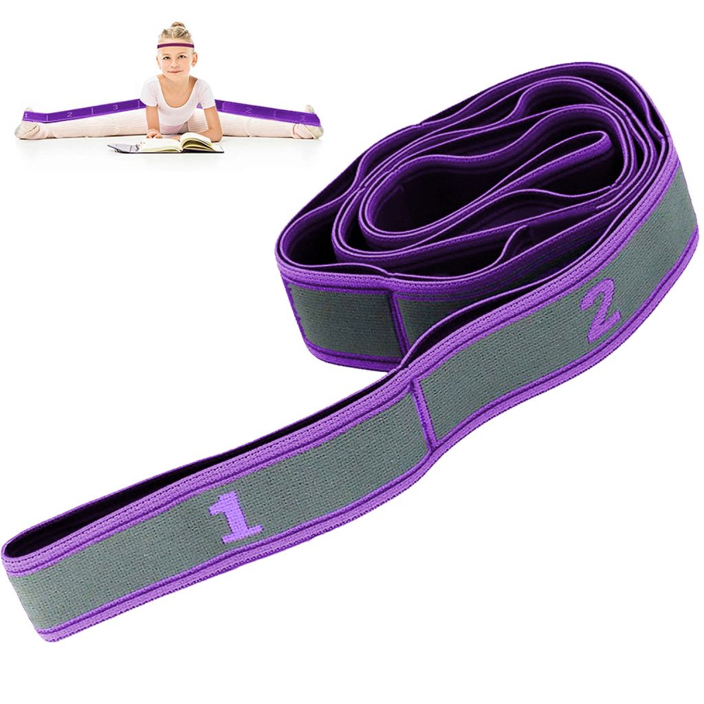 Yoga Stretch Band Mit 8 Schleifen | Elastischer Gymnastikgurt | Lila