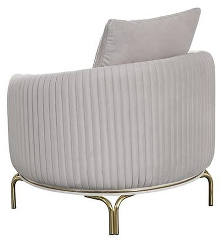 Luxus Sessel Weißer Einsitzer Wohnzimmermöbel Polyester Edelstahlmöbel