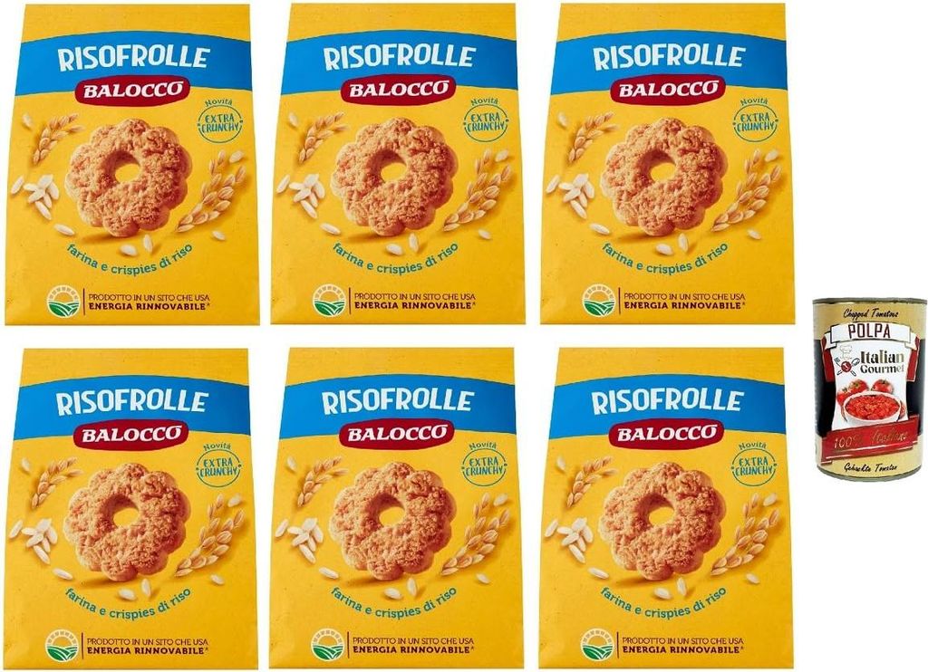 Balocco Risofrolle Biscotti con Farina e crispies di riso, Kekse mit Mehl und Cristpies von Reis biscuits cookies 100% Italienische Kekse 6x 700g +...