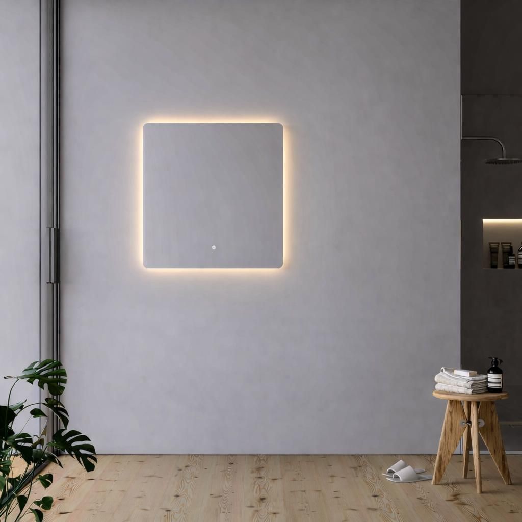 Lyon Badezimmerschrank-Set - 80 cm Spiegel - LED-Spiegel mit Touchschalter, Modernes Design