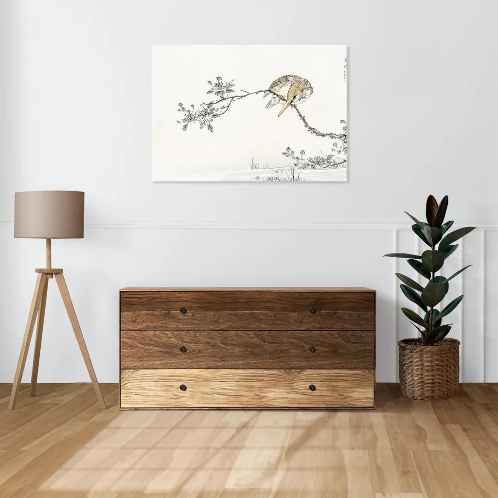 Kashu Pied Kingfisher 100x70: Quadro Vintage Giapponese Alta Qualità - 2