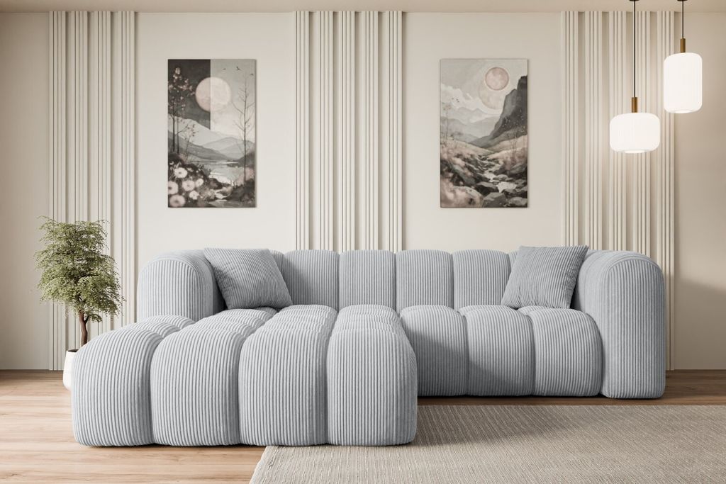 ALTDECOR Ecksofa in L-Form OLEA-L1 - 231x173x74 cm Grau - Corner Sofa Bett Eckcouch Couch Wohnlandschaft Cauchsofa