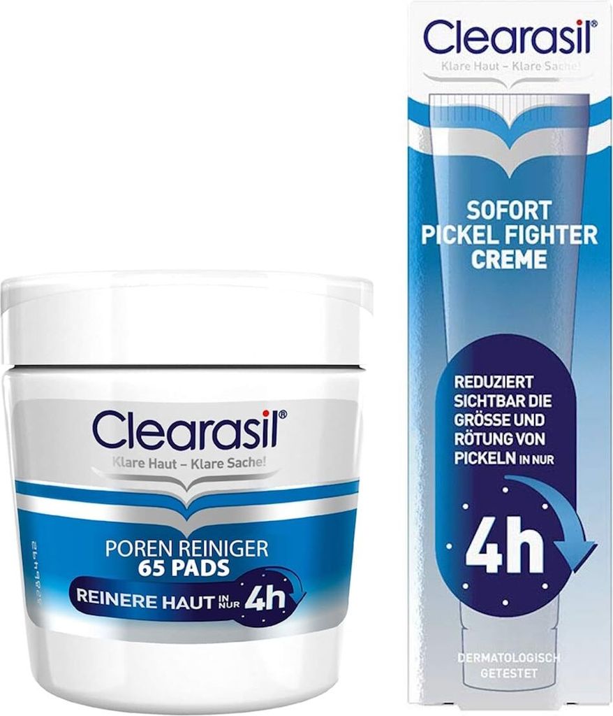 Clearasil Poren Reiniger Pads 65 Stück + Pickel Fighter Creme 15 ml