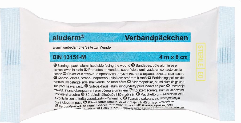 A packaged medical bandage.