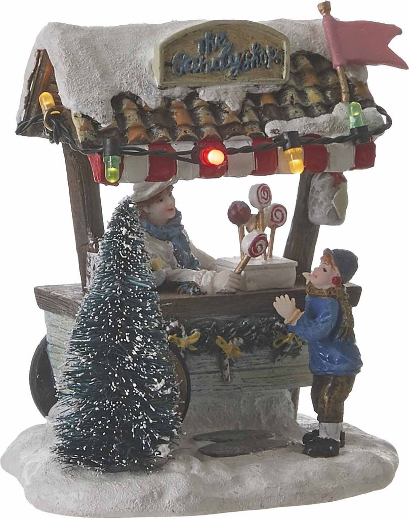 LuVille Weihnachtsdorf-Miniatur Süßigkeitenladen - L10 x B8 x H10 cm