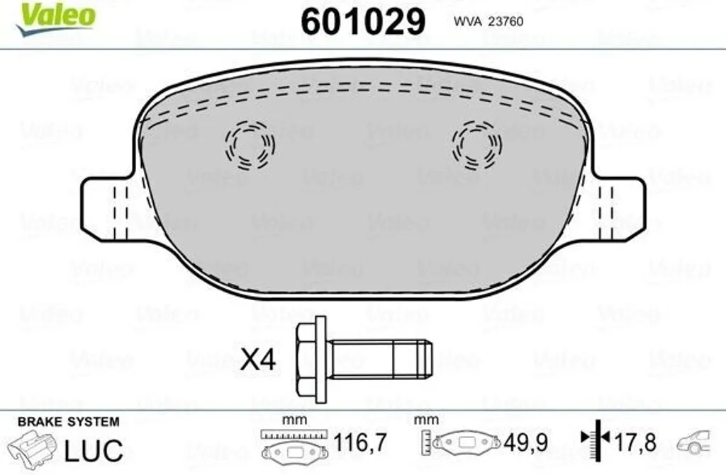 Plaquettes de frein Valeo 601029 haute endurance pour Alfa Romeo (939)
