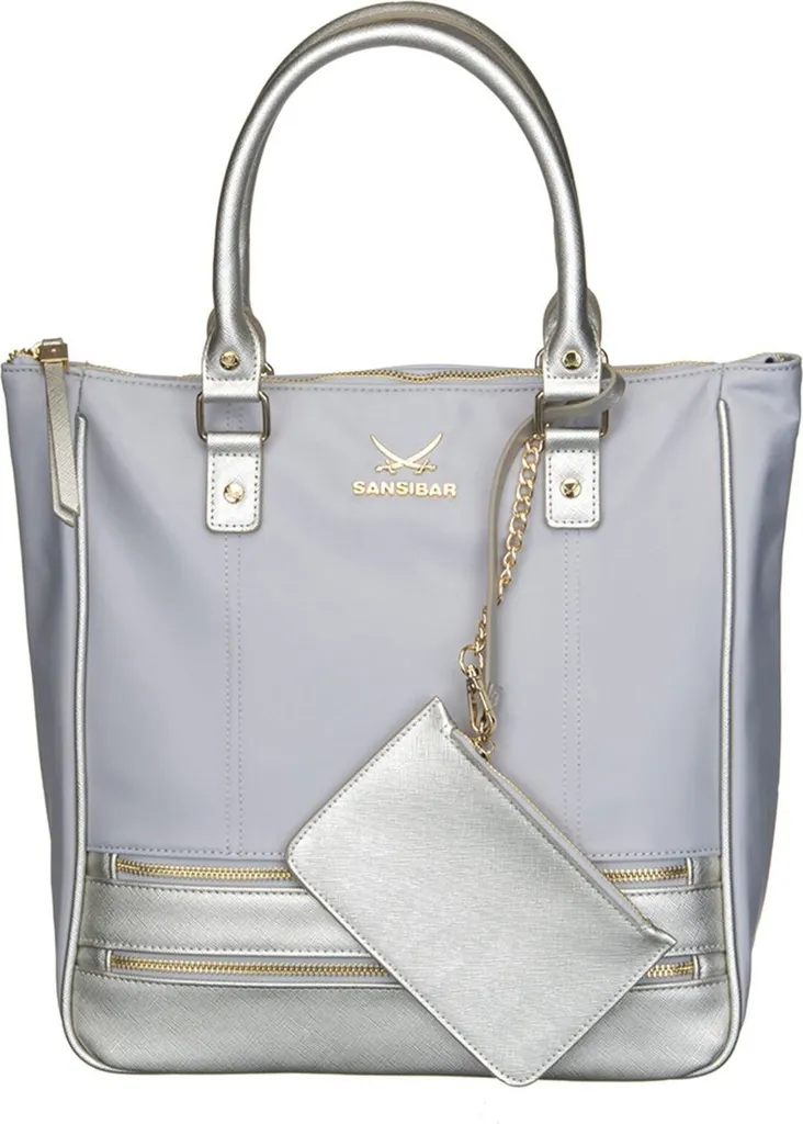 Sac à Épaule Sansibar Silver - Shopper Bag Métallisé avec Grand Volume