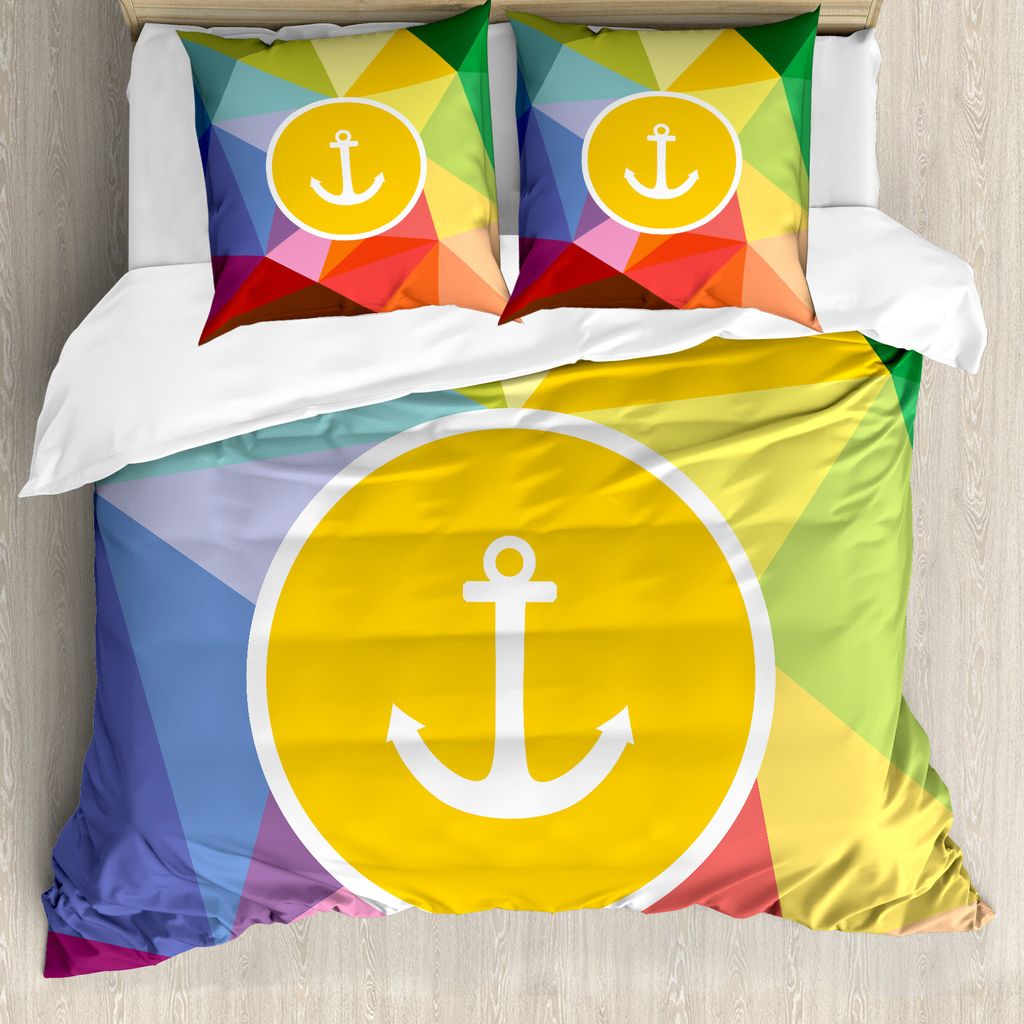 ABAKUHAUS Nautisch Bettbezug, Ferien Sailor Sommer, Milbensicher Allergiker geeignet mit Kissenbezügen, 155 cm x 220 cm - 80 x 80 cm, Mehrfarbig