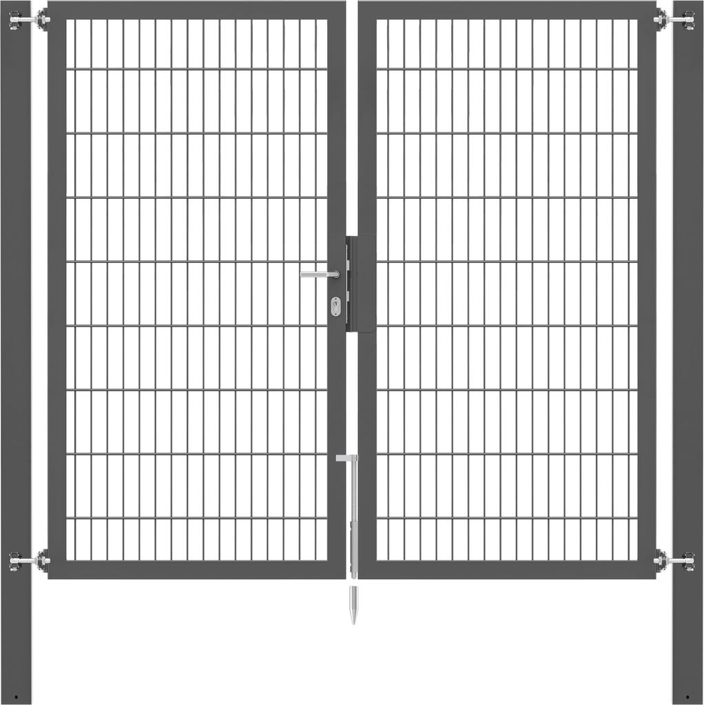 Alberts Doppeltor Flexo Plus mit Zubehör, zum Einbetonieren, anthrazit, Breite 200 cm, Höhe 180 cm, Pfostenstärke 100 x 100 mm