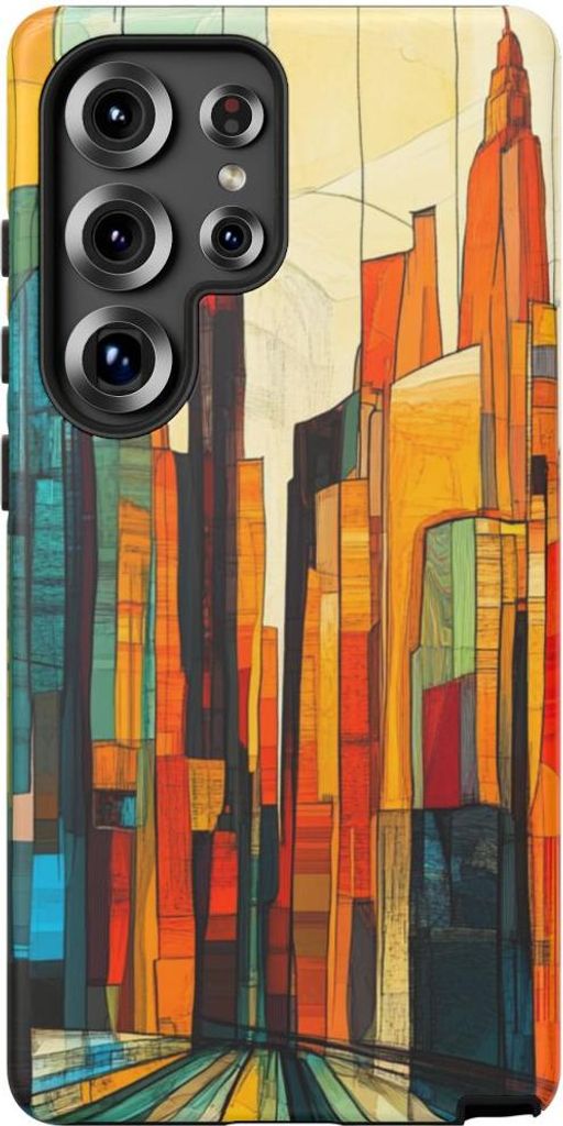 Abstrakte farbenfrohe Skyline – Hülle Kompatibel mit Galaxy S25 Ultra
