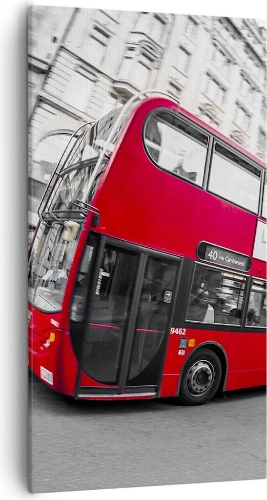 Bild auf Leinwand - Leinwandbild - Bus London Reise Tourismus - 55x100cm - Wand Bild - Wanddeko - Leinwanddruck - Bilder - Kunstdruck - Wanddekorat...