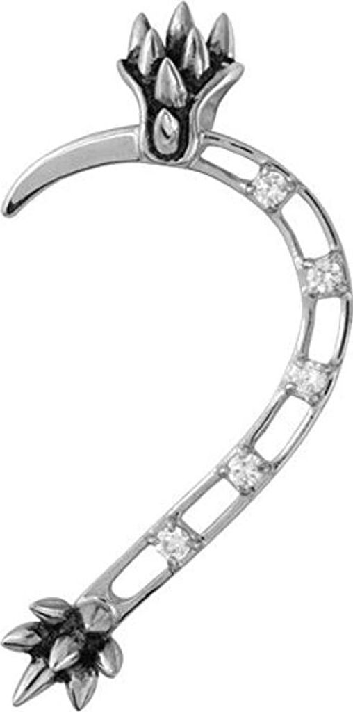 Karisma Damen Ohrstecker Edlstahl Ohrklemme Cuff Ohrclip rechtes Ohr Motiv Blume Weisse Steine