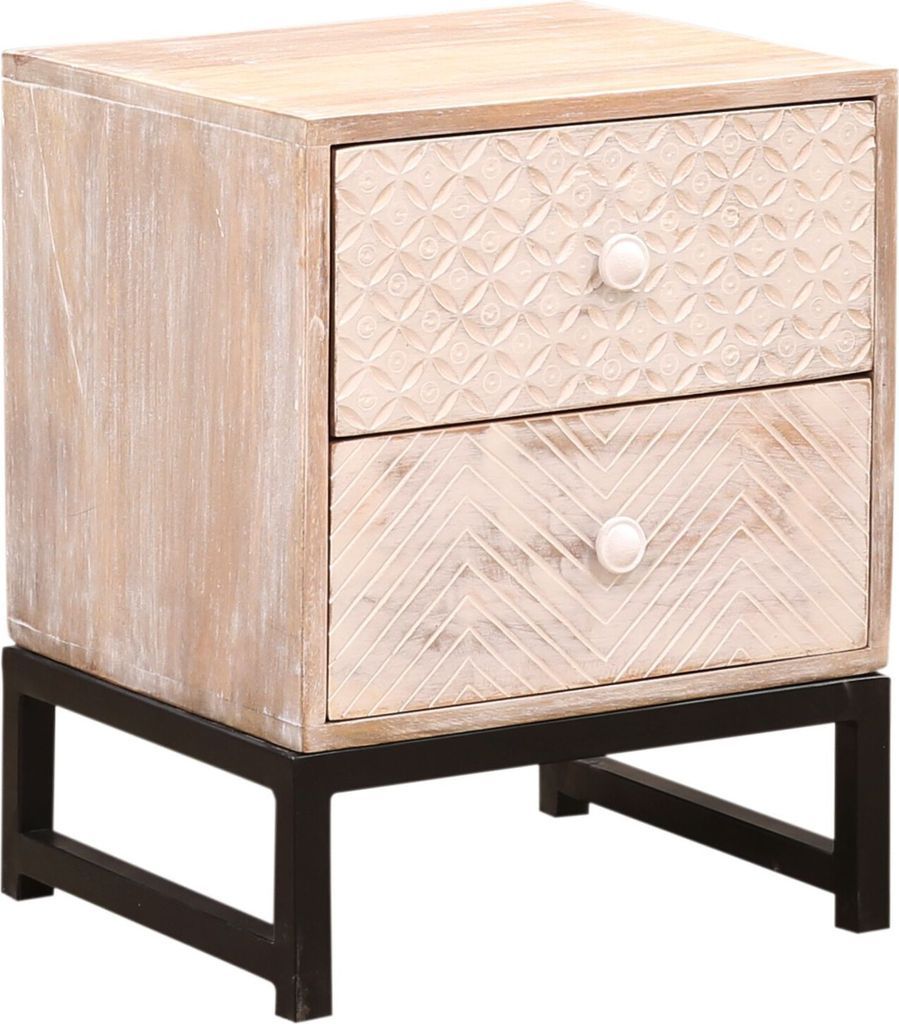 Marrakesch Boho Style Nachttisch kleine Kommode mit Schubladen aus Holz 50cm hoch | Beistelltisch für Schlafzimmer, Kinderzimmer als Orientalische...