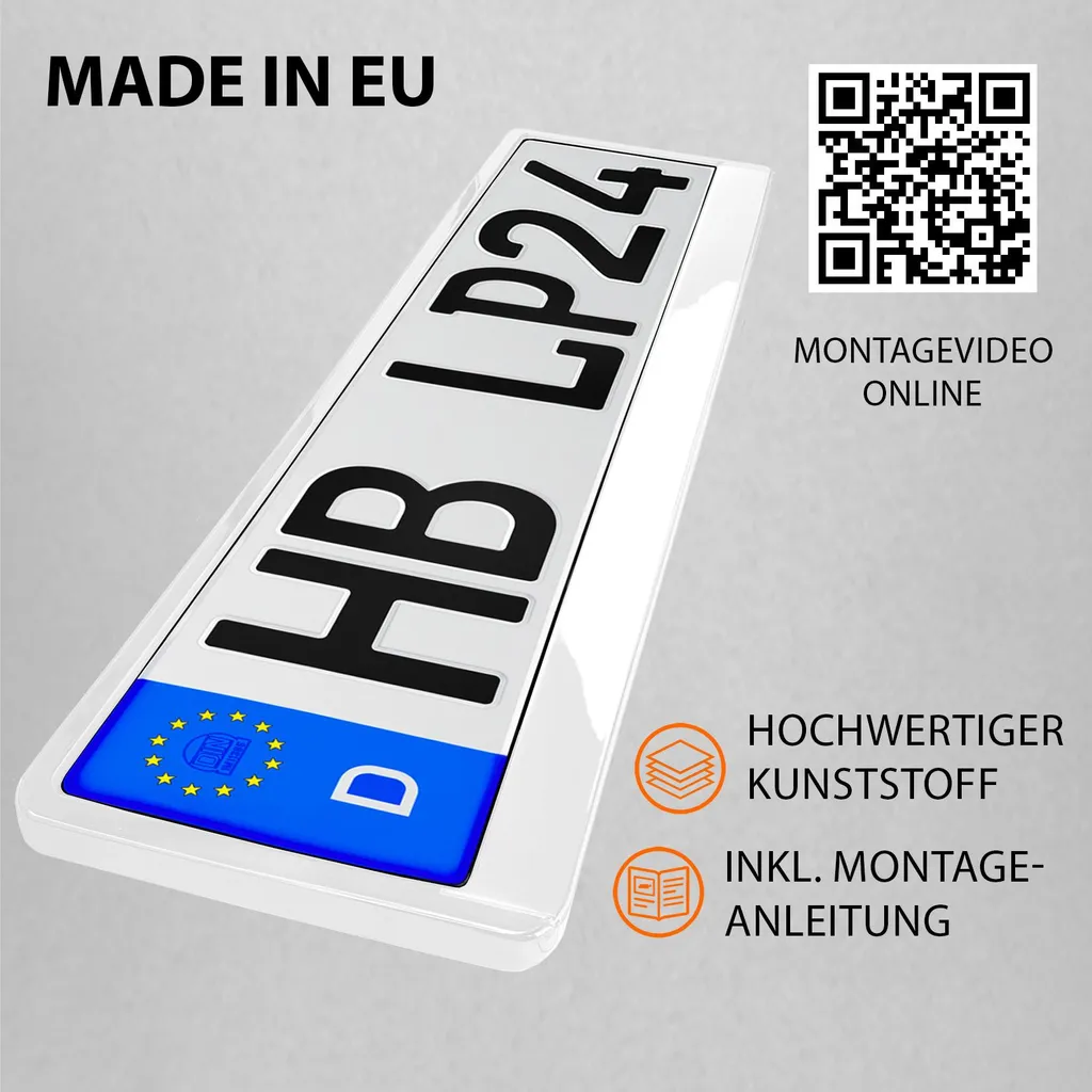 Supports de Plaque d'Immatriculation pour Rénovation Auto Blanc x2