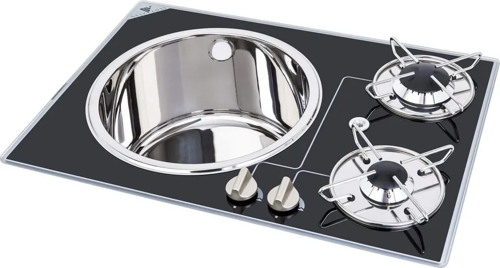 Plaque de cuisson facile à nettoyer verre cristal et cuve inox 2 foyers
