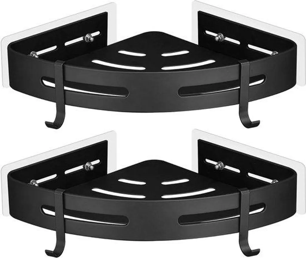 Étagère de douche sans trou pour carrelage : stockage d'angle en noir