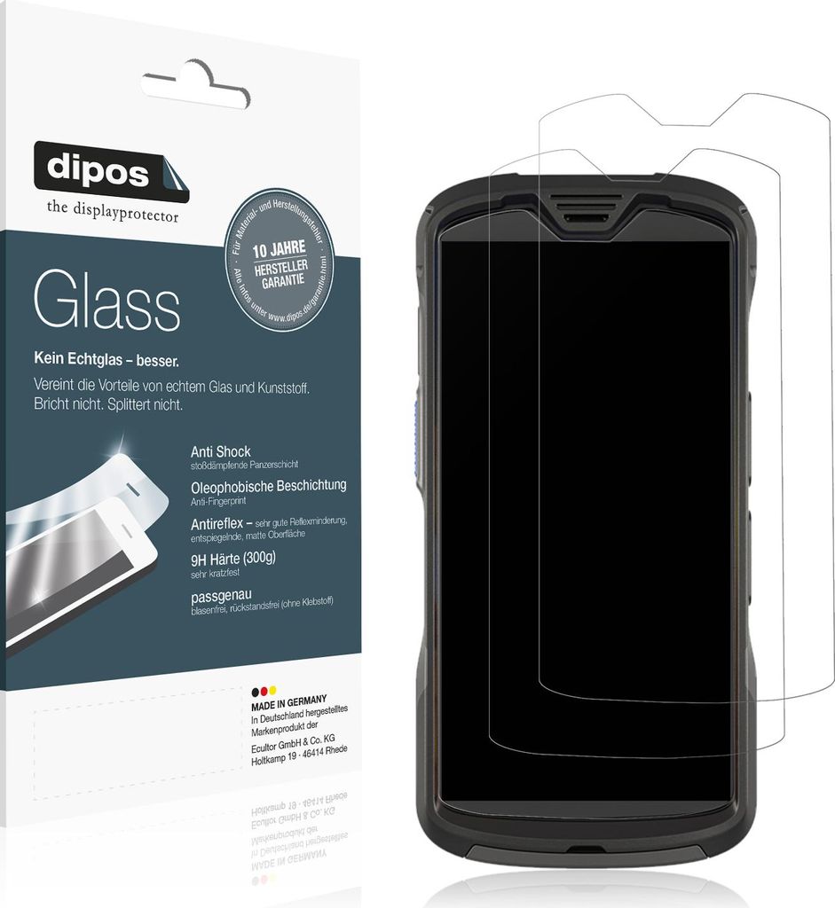 2x Schutzfolie für Zebra FR55 matt - Anti-Shock 9H Folie dipos Glass Kunststoffglas