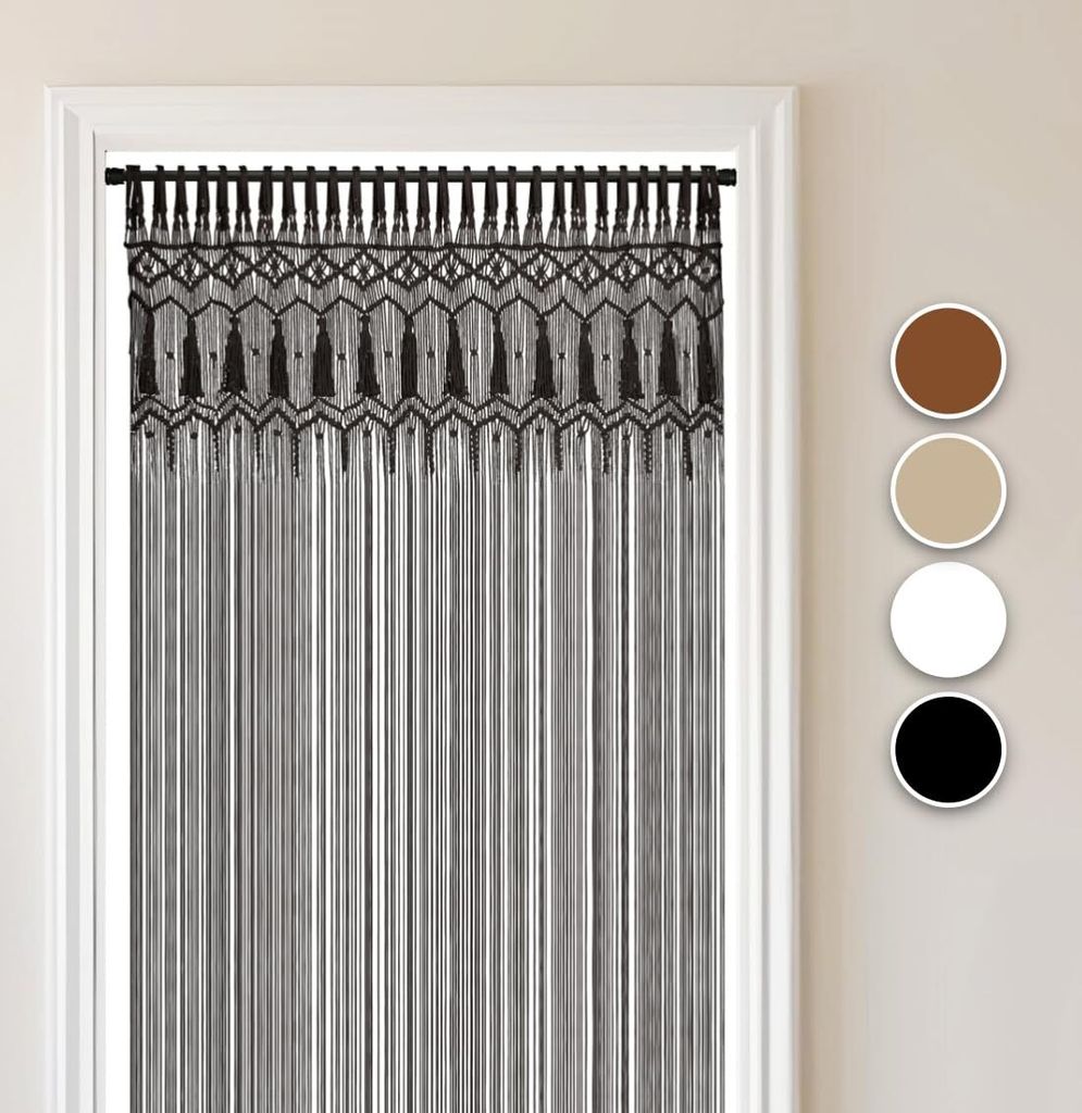 COZYOR Makramee-Vorhang, Boho Vorhang Türvorhang Fenstervorhang 132x200cm, wahlweise mit Stange